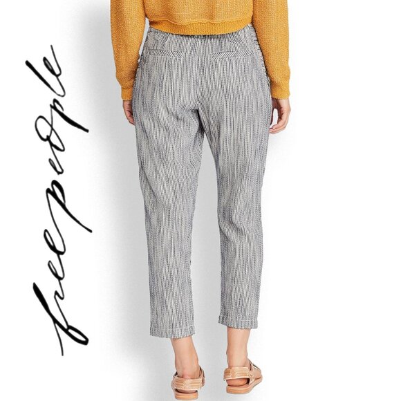 🆕 Free People | Light at Sunrise High Waisted Cropped Cotton Pants in Blue | - Picture 3 of 13